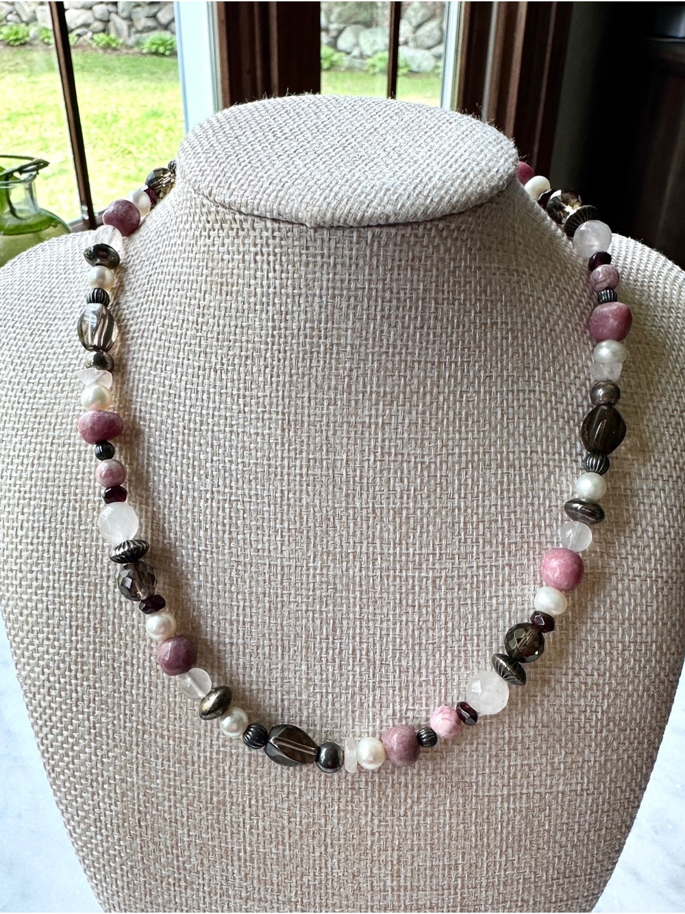 Carolyn Pollack Smoky Quartz & Rhodonite Sterling Silver Necklace